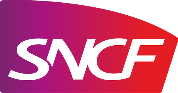 Logo SNCF en couleur, pour notre collaboration de longue date avec le groupe français