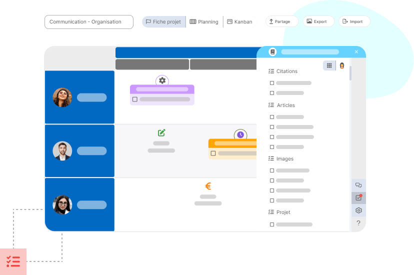 Interface adaptée aux différents rôles dans l'équipe