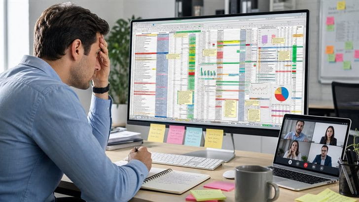 Collaborateur en difficulté face à un ordinateur