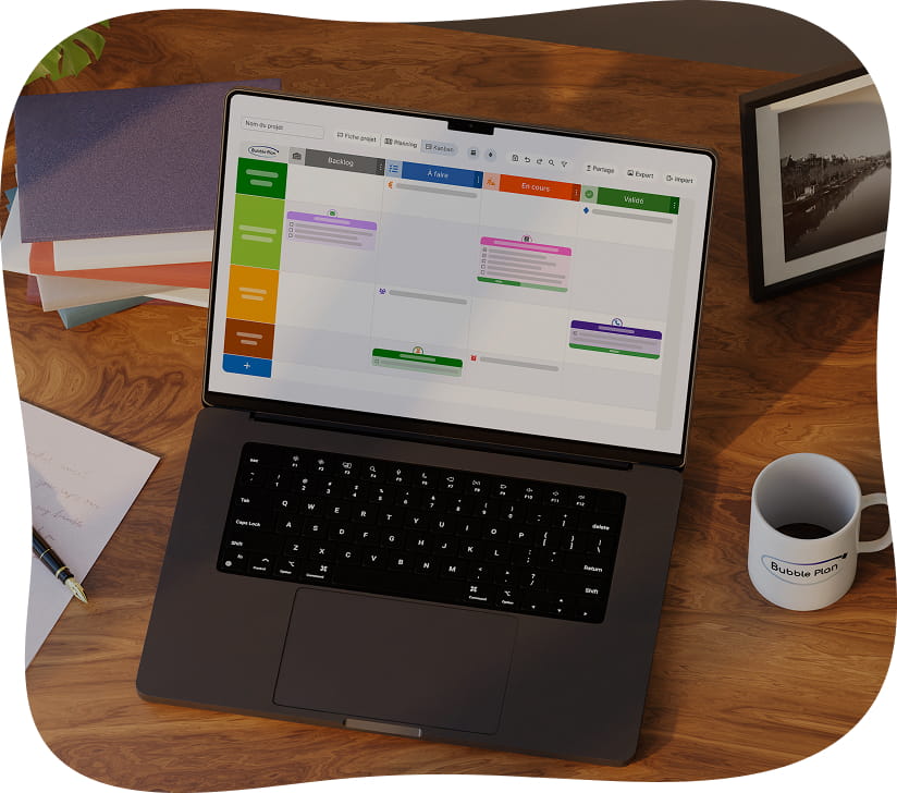 Tableau Kanban affiche sur un ordinateur