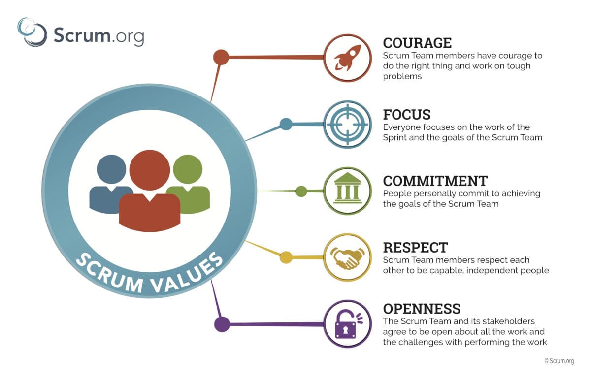 Les valeurs du Scrum, en image