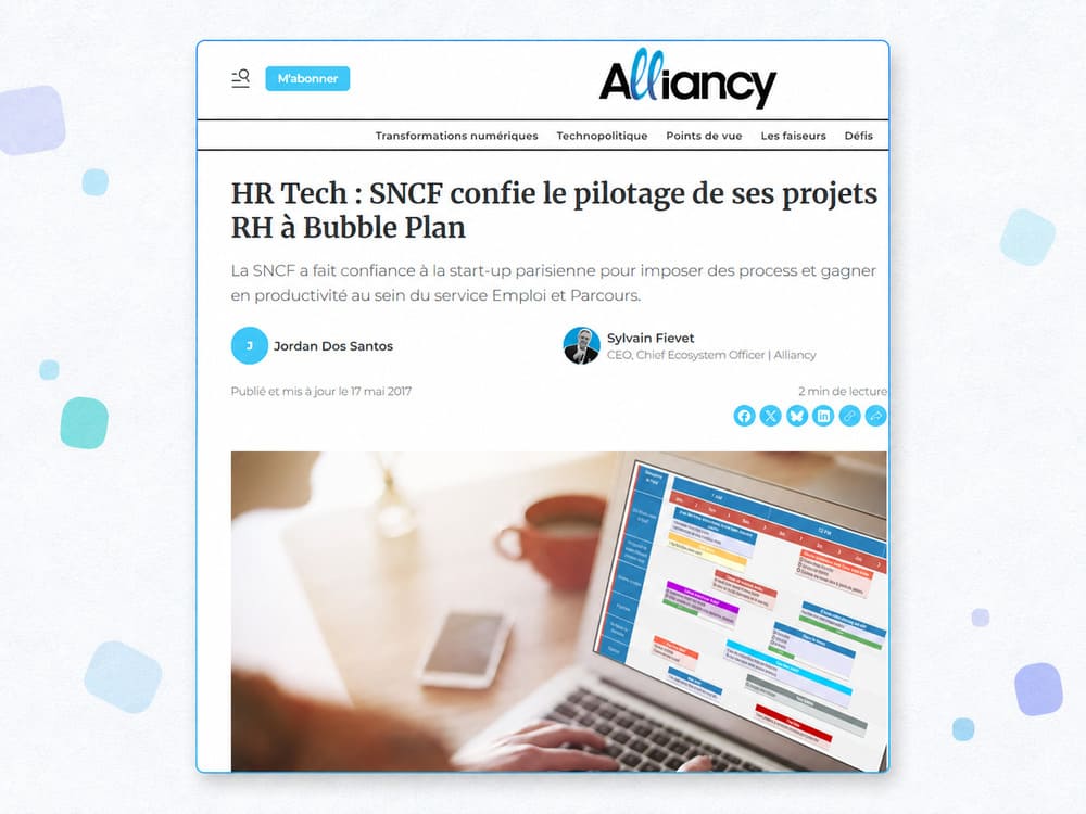 Cas client SNCF sur le pilotage de projets de ressources humaines avec Bubble Plan