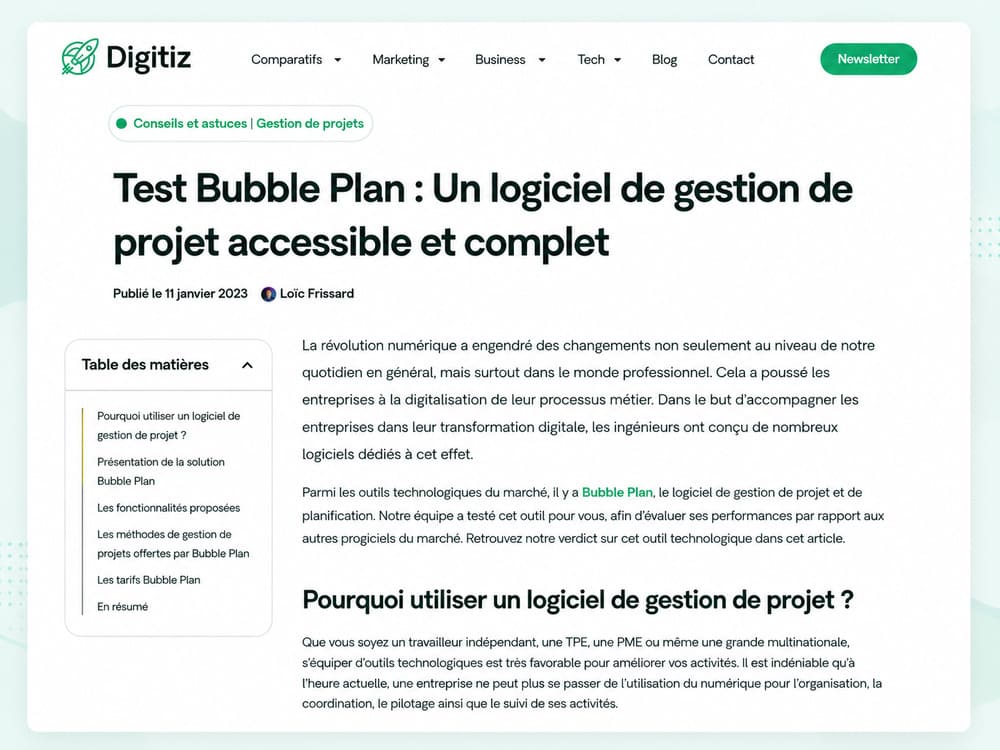 Test de Bubble Plan par le média Digitiz
