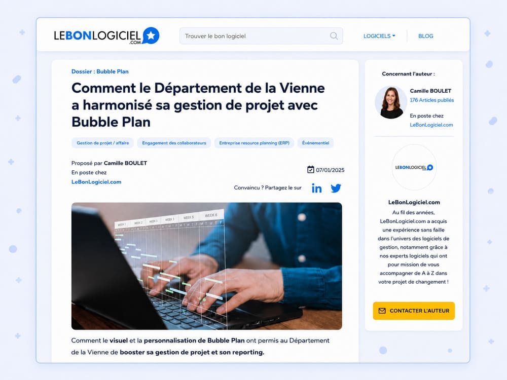 Article de LeBonLogiciel sur la gestion de projet du Département de la Vienne avec Bubble Plan