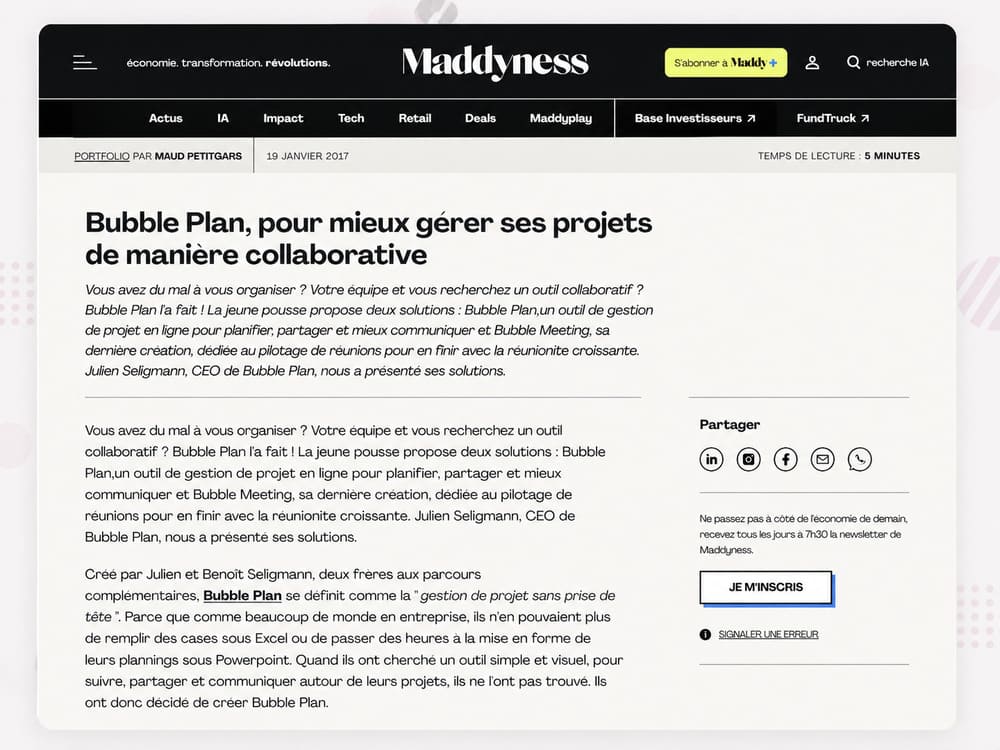Portrait de Bubble Plan et de ses fondateurs par Maddyness