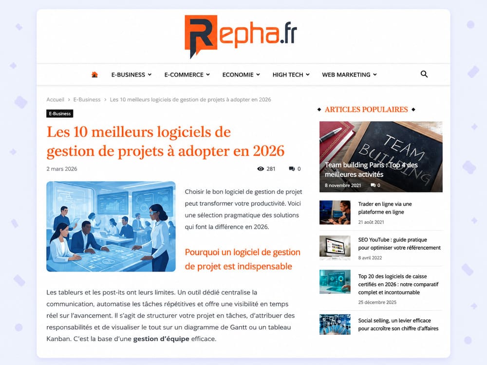 Comparatif Repha 2026 des meilleurs logiciels de gestion de projets