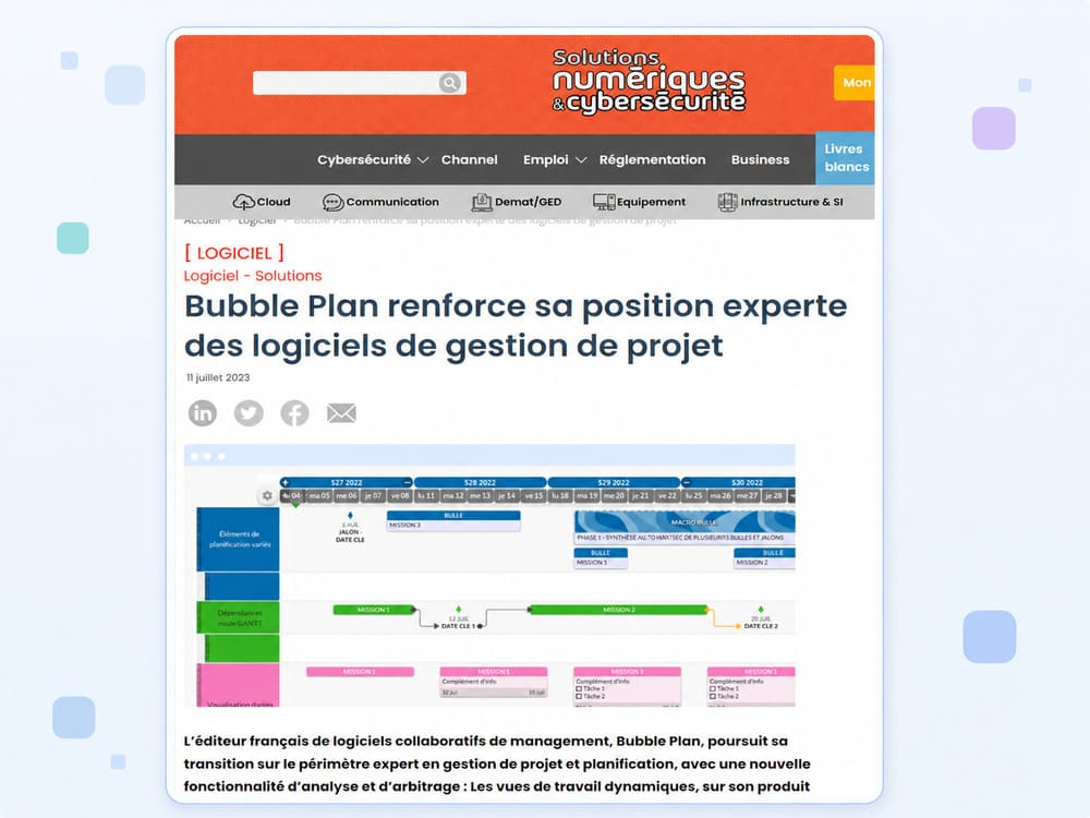 Article de Solutions Numériques sur les fonctions expertes de Bubble Plan