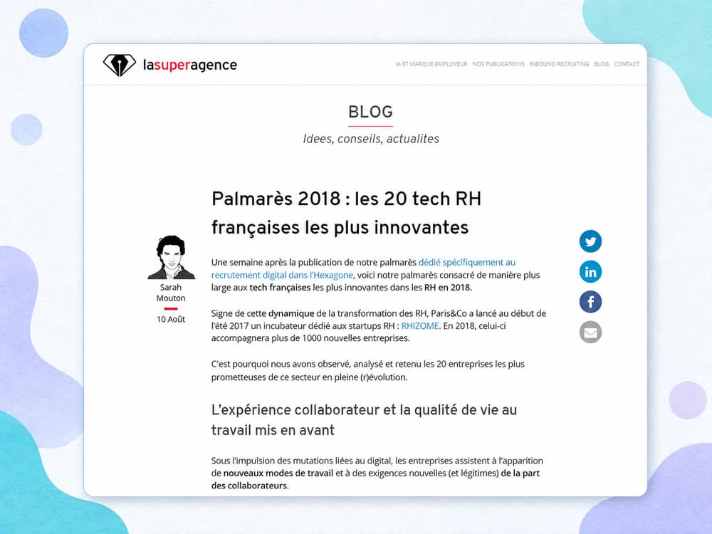 Palmarès 2018 de La Super Agence consacré aux innovations françaises de la HR Tech