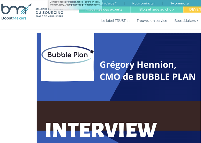 Interview BoostMakers du responsable marketing de la startup éditrice de logiciels, Bubble Plan