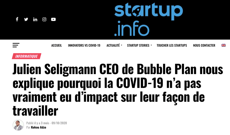 L'interview de Julien, CEO et fondateur de la startup française Bubble Plan et les problématiques autour de la crise COVID