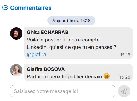 Commenter les actions et jalons entre collaborateurs