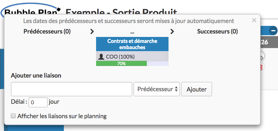 Fonction Gantt dans Bubble Plan