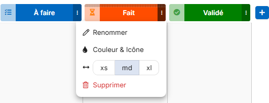 icônes dans le kanban