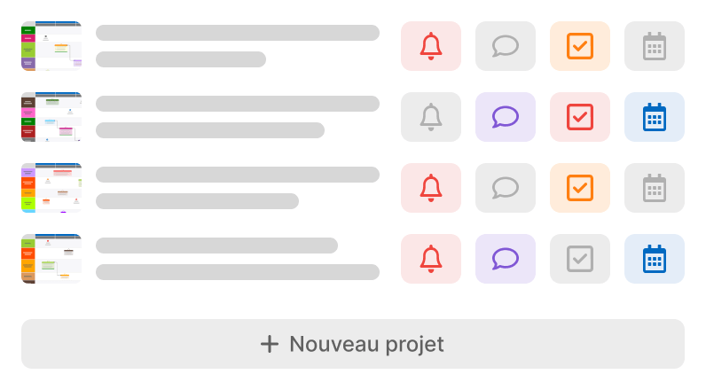 les projets à suivre dans bubble plan