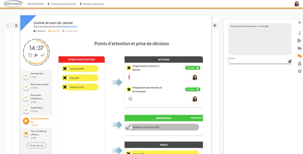 Module d'animation de réunion avec Bubble Meeting