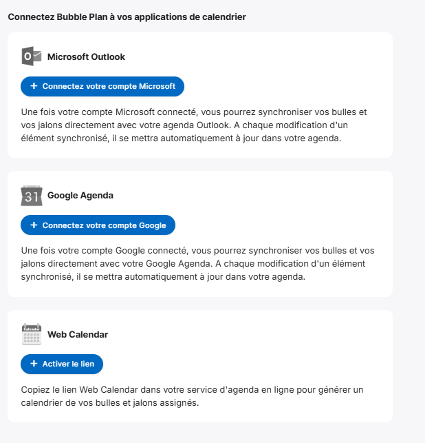 synchronisation dans bubble plan