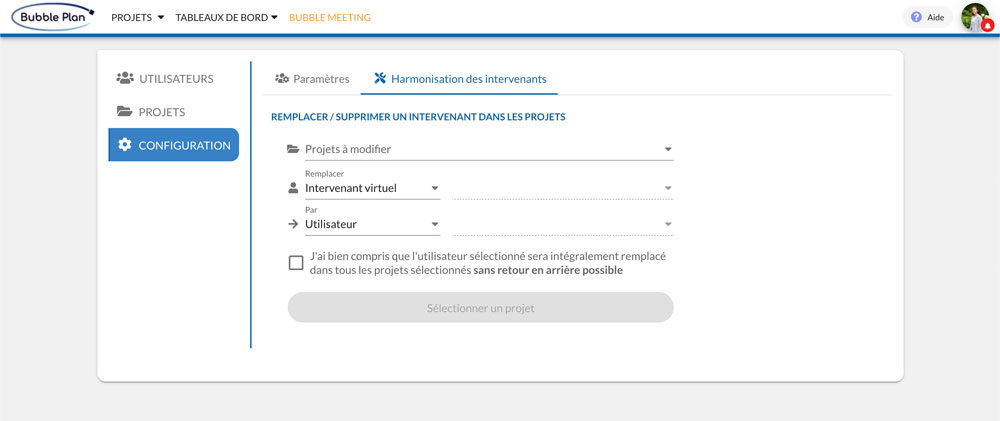 configuration harmonisee