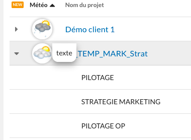 Illustration de l'interraction de survol de la météo projet 