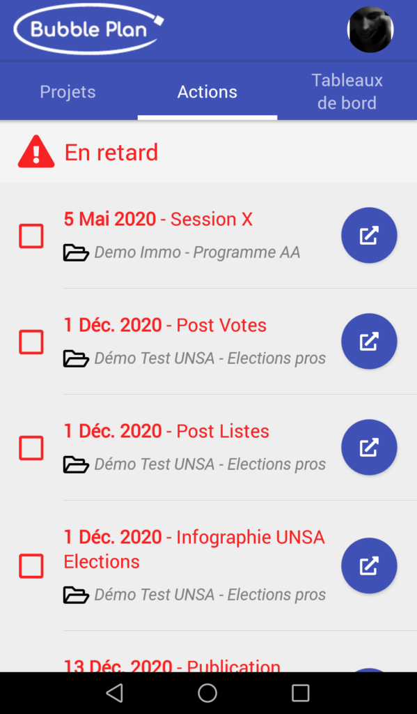 illustration des actions sur l'appli mobile