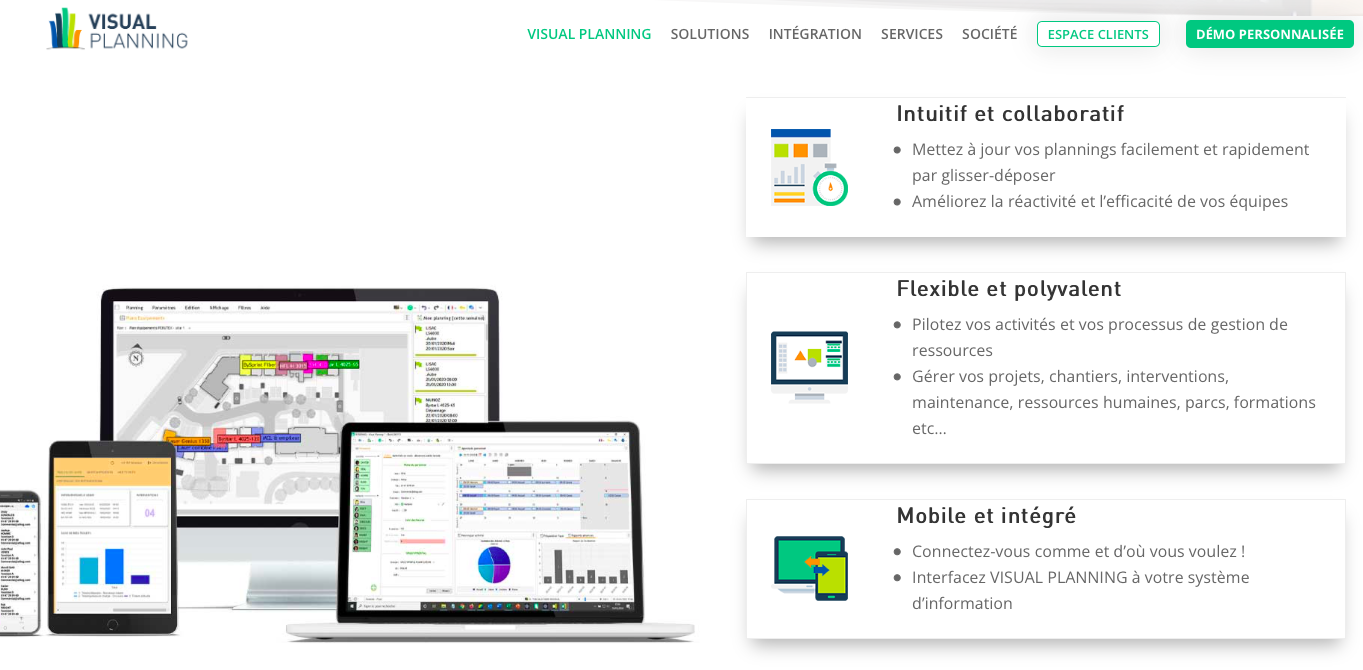 Illustration des fonctionnalités de Visual Planning