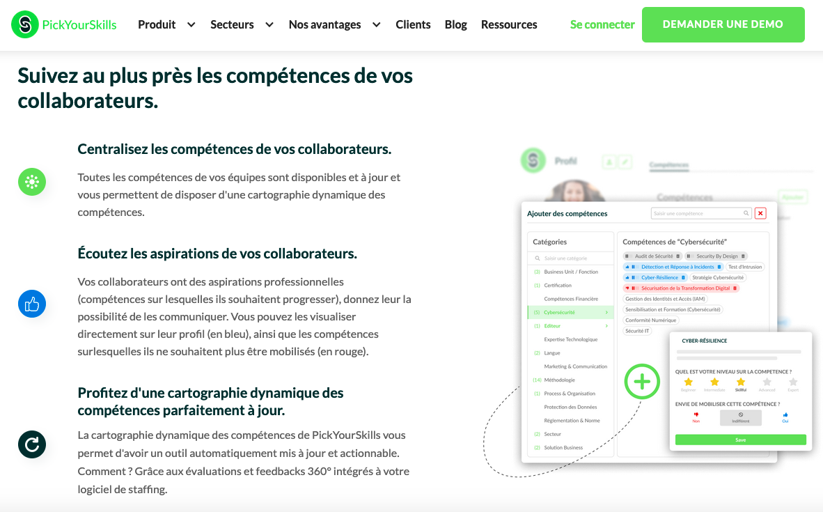 Illustration de la gestion des compétences de Pickyourskills