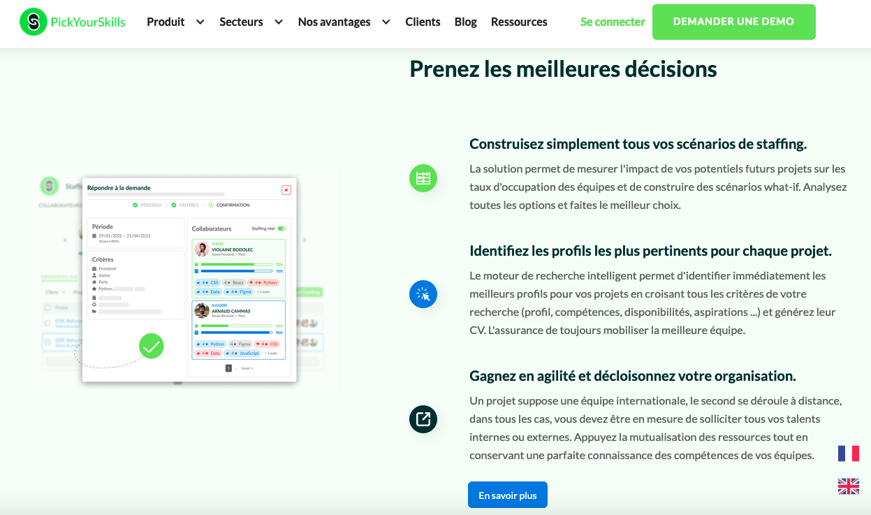 Illustration des possibilités de Pickyourskills