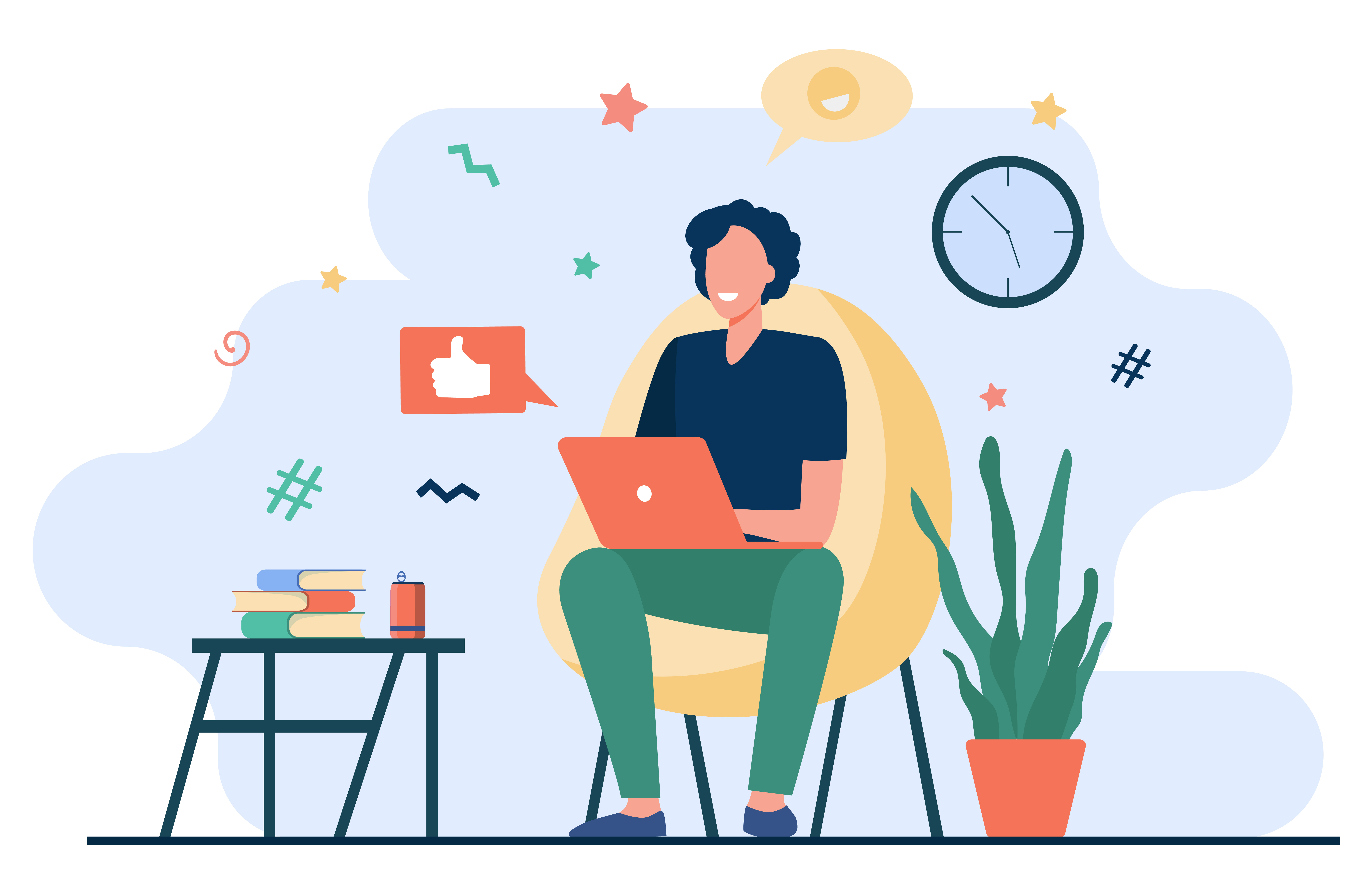 Illustration d'une personne en freelance heureuse