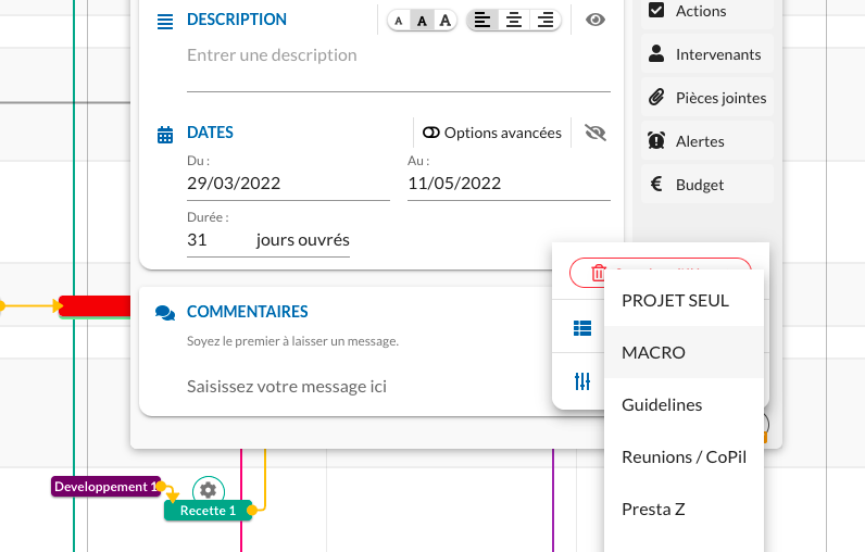 Illustration de la fonctionnalité "déplacement des éléments" pour vous permettre de faire un projet personnalisé adapté à votre stratégie d'entreprise