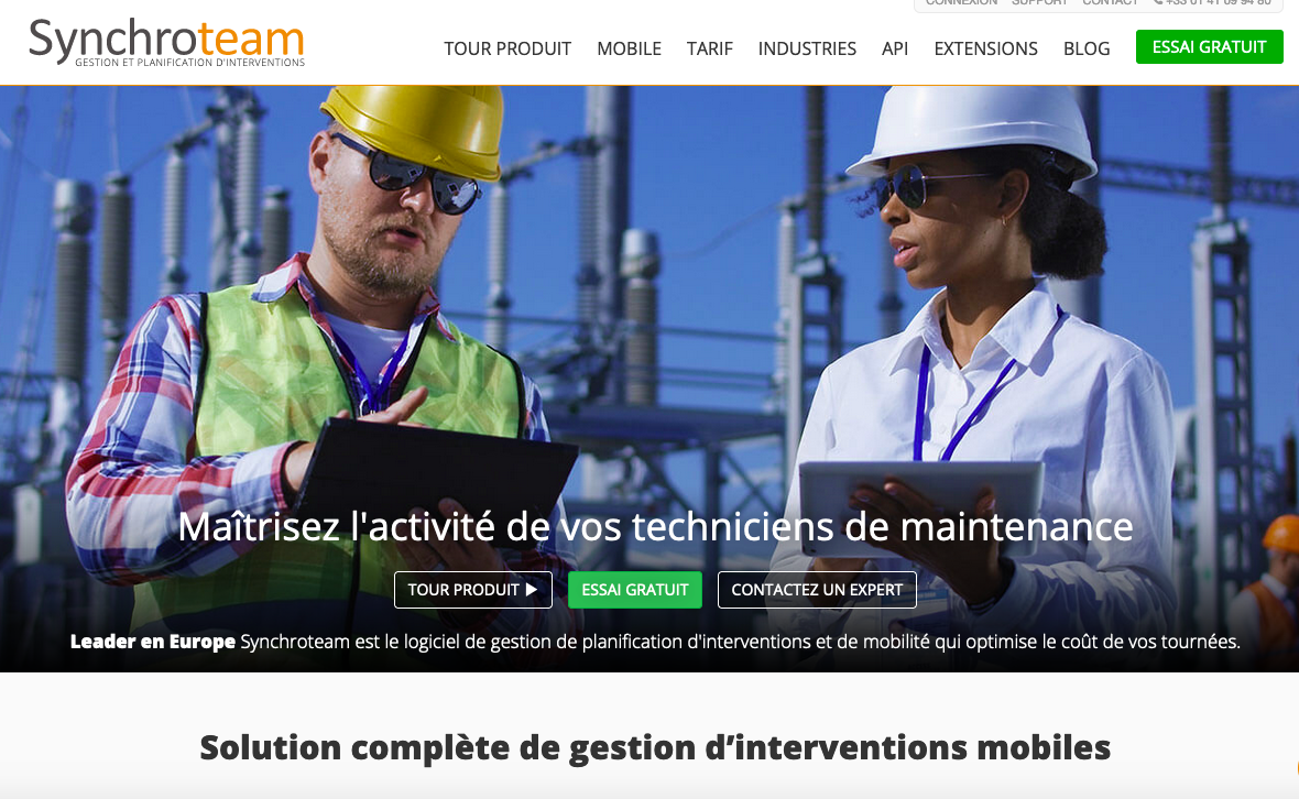 Illustration de l'interface de Synchroteam