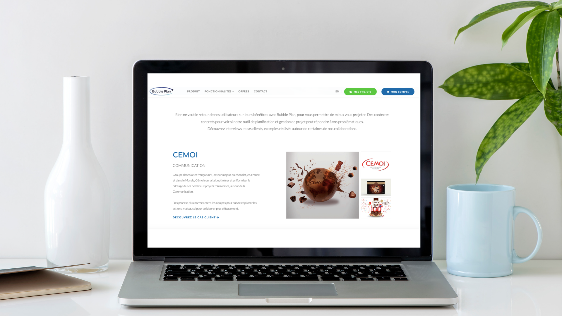 Illustration de l'interface "cas clients" Bubble Plan