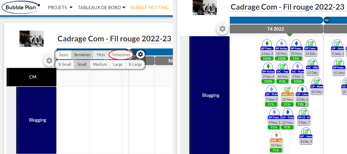 vue trimestre pilotage projet nouveau raccourci : optimisation de la navigation et du pilotage projets