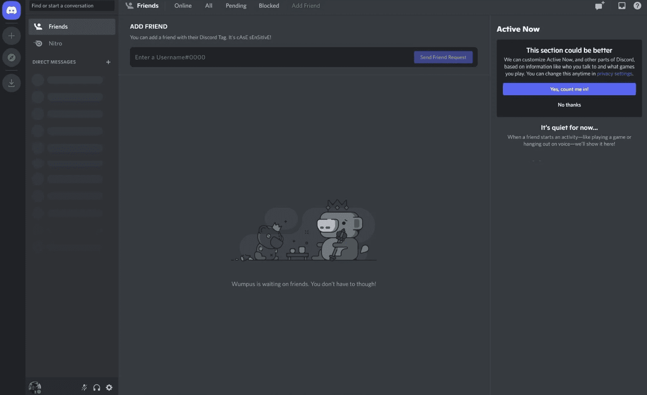 interface de discord : application de messagerie instantanée
