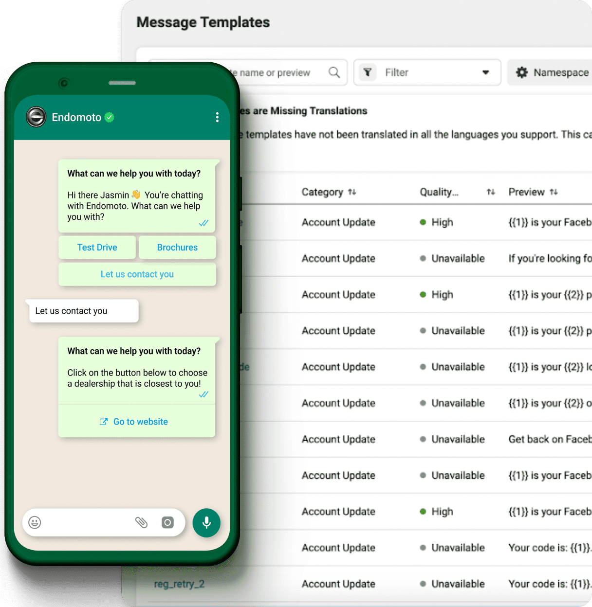 interface de Whatsapp Business