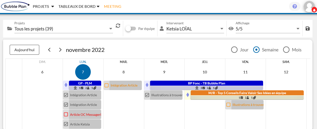 Tableau planning et de projet 'Jetplaner' sur