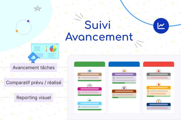 Le tableau de bord « Suivi d’Avancement » dans Bubble Plan
