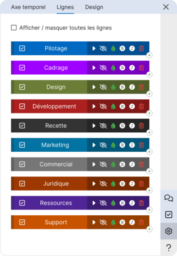 fonctionnalité d'ordonnancement dans bubble plan, pour organiser les lignes de votre projet