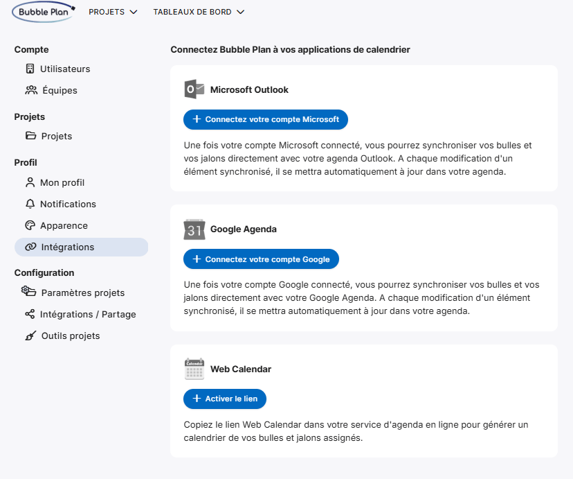synchronisez bubble plan avec vos autres outils