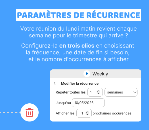 Les paramètres de récurrence dans Bubble Plan