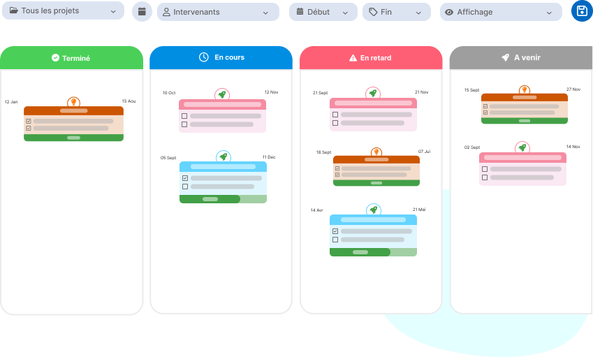 Bubble Plan project progress tracking dashboard