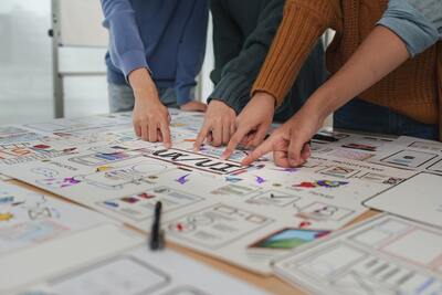 A planning tool full of colors and pictograms for visual management