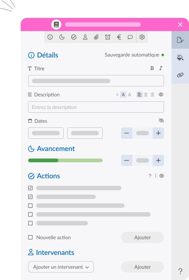 Manage the time, resources, tasks, progress and budget of your projects