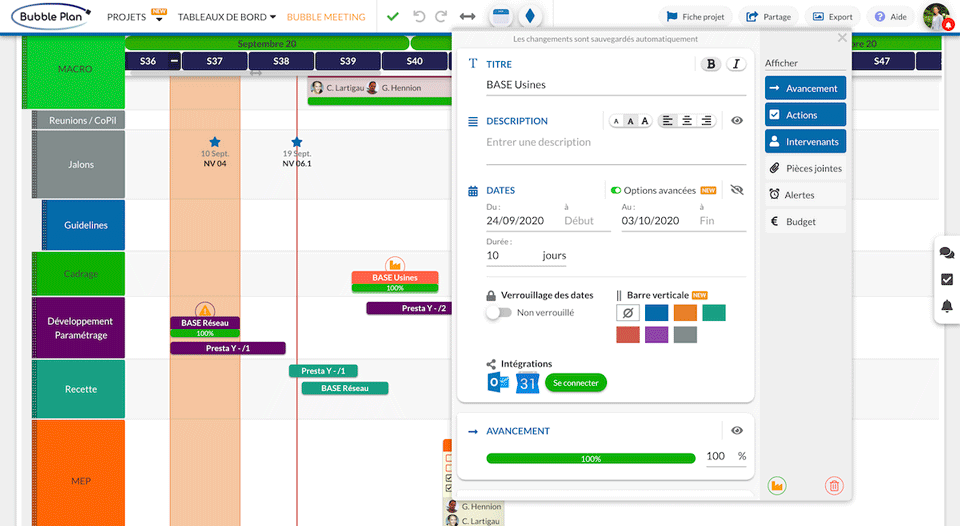 A planning tool with colours and pictograms to manage visually