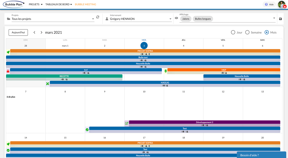 Illustration of project management with an agenda view of your multi-project deadlines or those of your collaborators