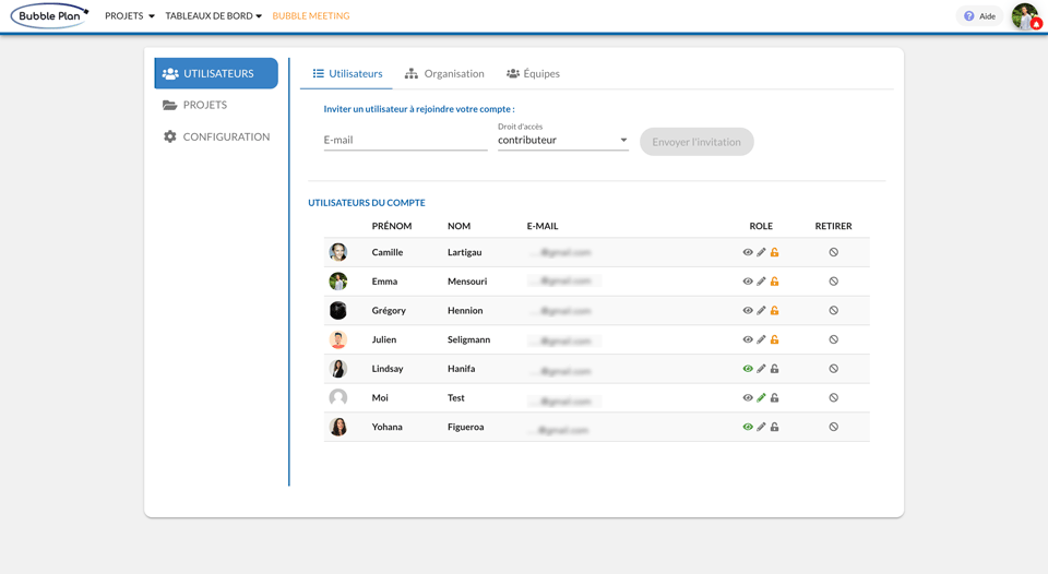 The interface for managing the rights and accesses of your stakeholders, simple and practical