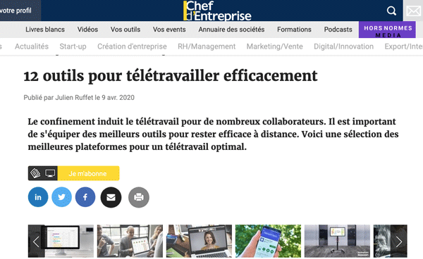 Business Leader article on 12 effective teleworking tools