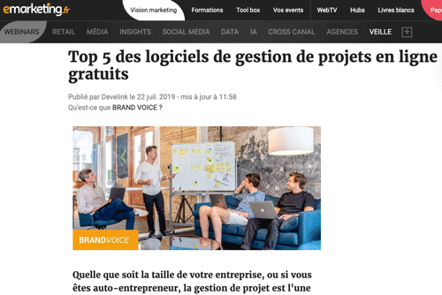 Top 5 project management software according to E-marketing magazine