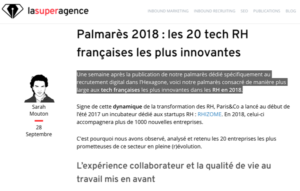 Article 2018, on the Super Agency's HR Tech awards